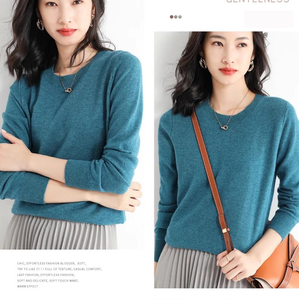 Зимний свитер с круглым вырезом для женщин, теплые топы, модные осенние свитера, женские свитера с длинными рукавами, однотонные нижние рубашки, тонкий женский трикотаж