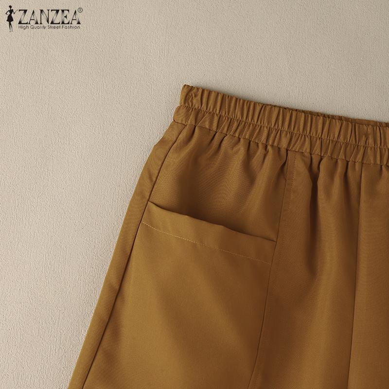 ZANZEA Женские повседневные свободные шорты с карманами и эластичной талией