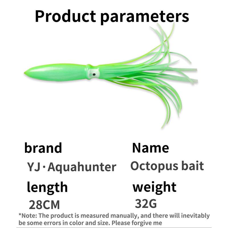 28см32г Светящаяся приманка для ловли осьминога Реалистичная юбка кальмара Рыболовная приманка Рыболовные снасти для морской воды