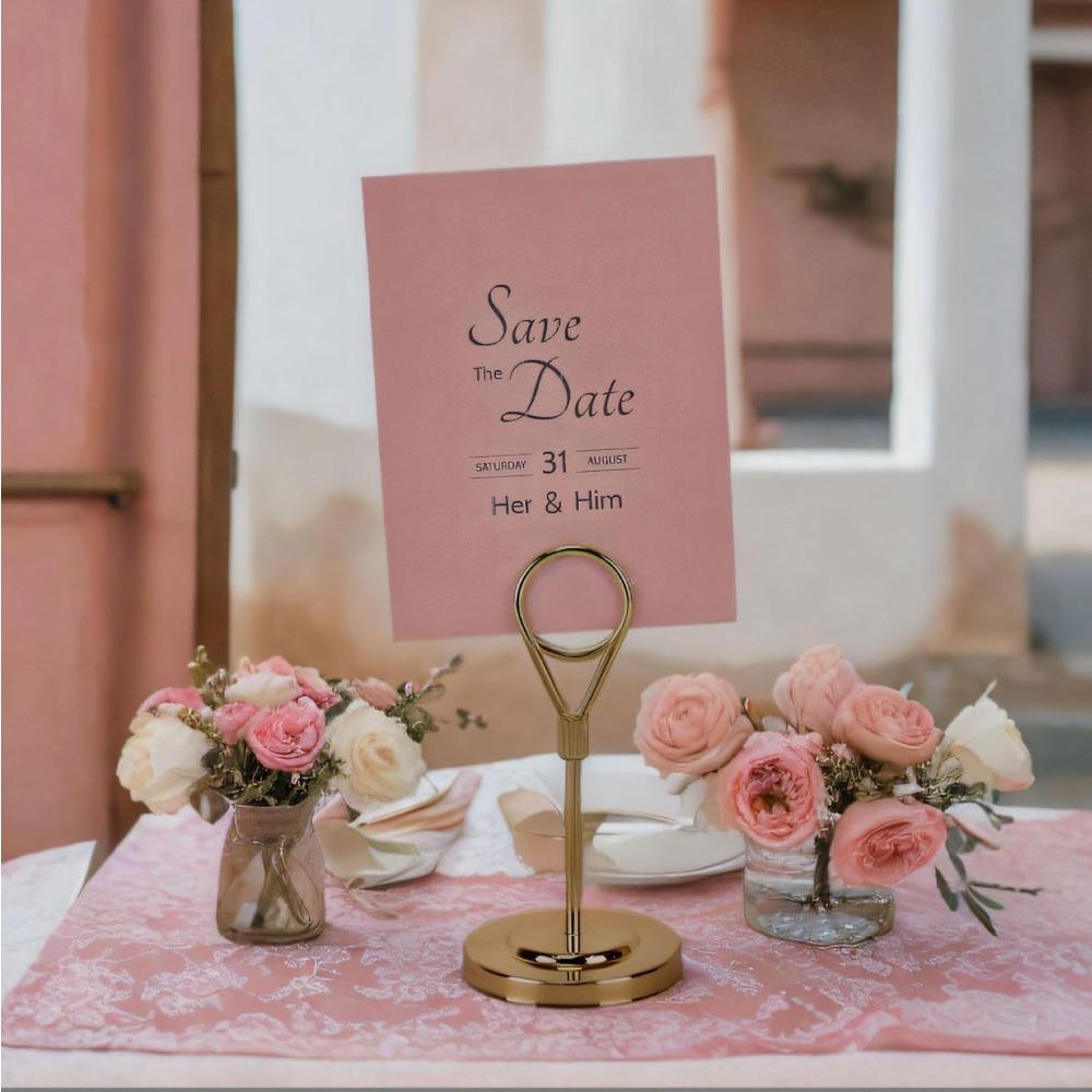 4pcs Premium Table Place Card Holders with Weighted Base Stand and Clip Table Number Holders Metal Place Card Holders Wire Picture Holders