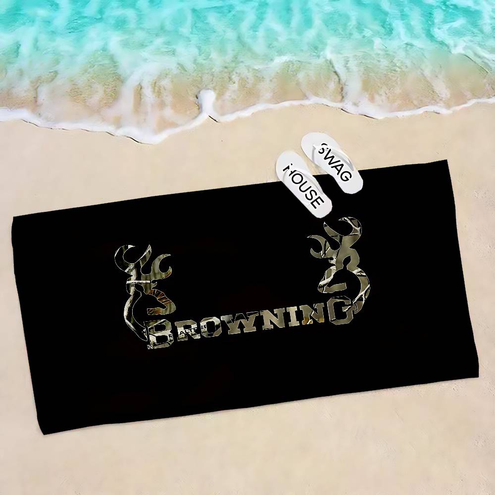 B-Brownings Logo Anime Beach Swimming Towel Soft Absorbent Washcloth Children's Gifts for Kids Travel Camping Gym