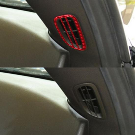 2pcs Red Carbon Fiber Car Inner Side Air Vent Outlet Cover For Corvette C6 05-13