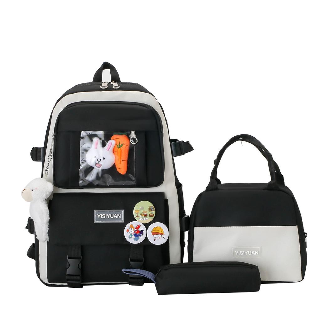 Школьный рюкзак Новый школьный рюкзак Рюкзак большой вместимости Повседневный холщовый рюкзак Женский портативный студенческий с термоизоляцией с сумкой для риса