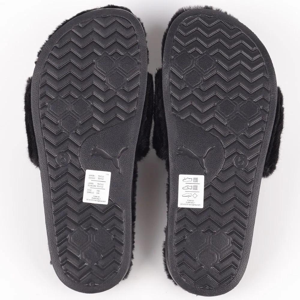 Puma Lead Cat 2.0 Fuzz WNS Slippers 38731301 Black Fur Slippers Fur Shoes Winter Warm Shoes for Indoors and Outdoors