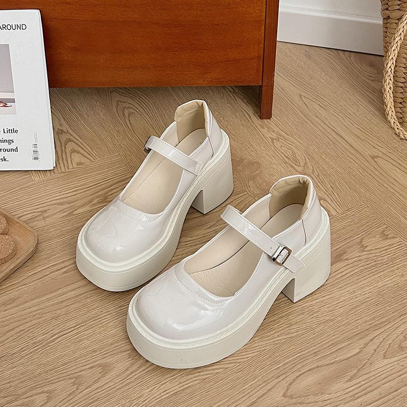 2025 new comfortable and versatile sweet and cool thick heel high heel small leather shoes platform heightening French retro Mary Jane trendy shoes
