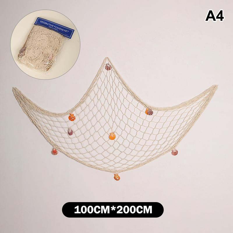 100X200Cm Beach Themed Fish Net Decorations Wall Mounted For Pirate Mermaid Beach Party Home Bedroom Decoration