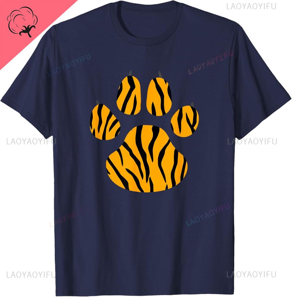 Cool Animal Tiger Print Paw Funny Shirt Men and Women Short Sleeves Cotton Tee Graphic T Shirts Camisas Streetwear