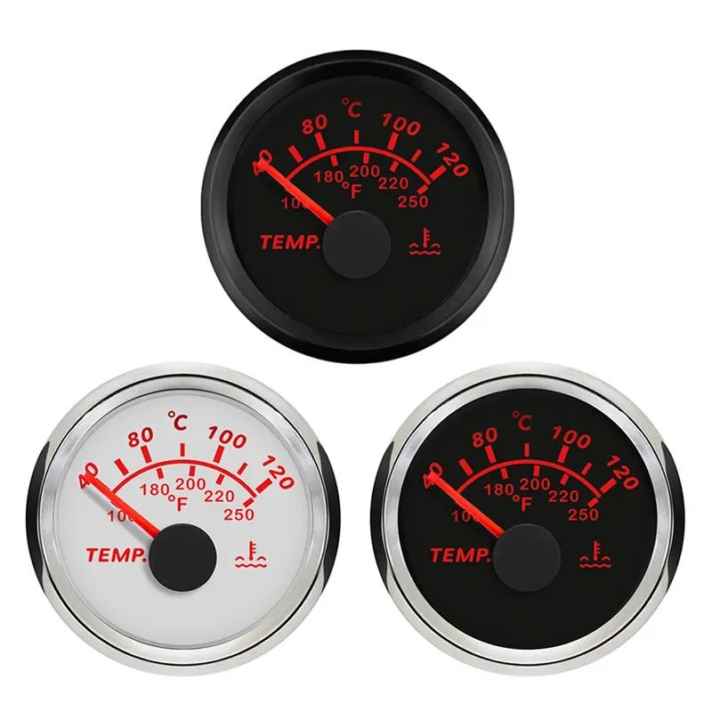 New Universal Waterproof 52mm Water Temp Gauge Temperature Meter 40-120℃ with Red Backlight for Motorcycle Car Boat Yacht 12/24V