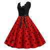 Женское вечернее платье трапециевидной формы без рукавов в стиле ретро в стиле пэчворк с принтом в горошек