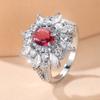 Luxury White Rose Red Zircon Flower Rings for Women Shiny Engagement Wedding Jewelry Gift