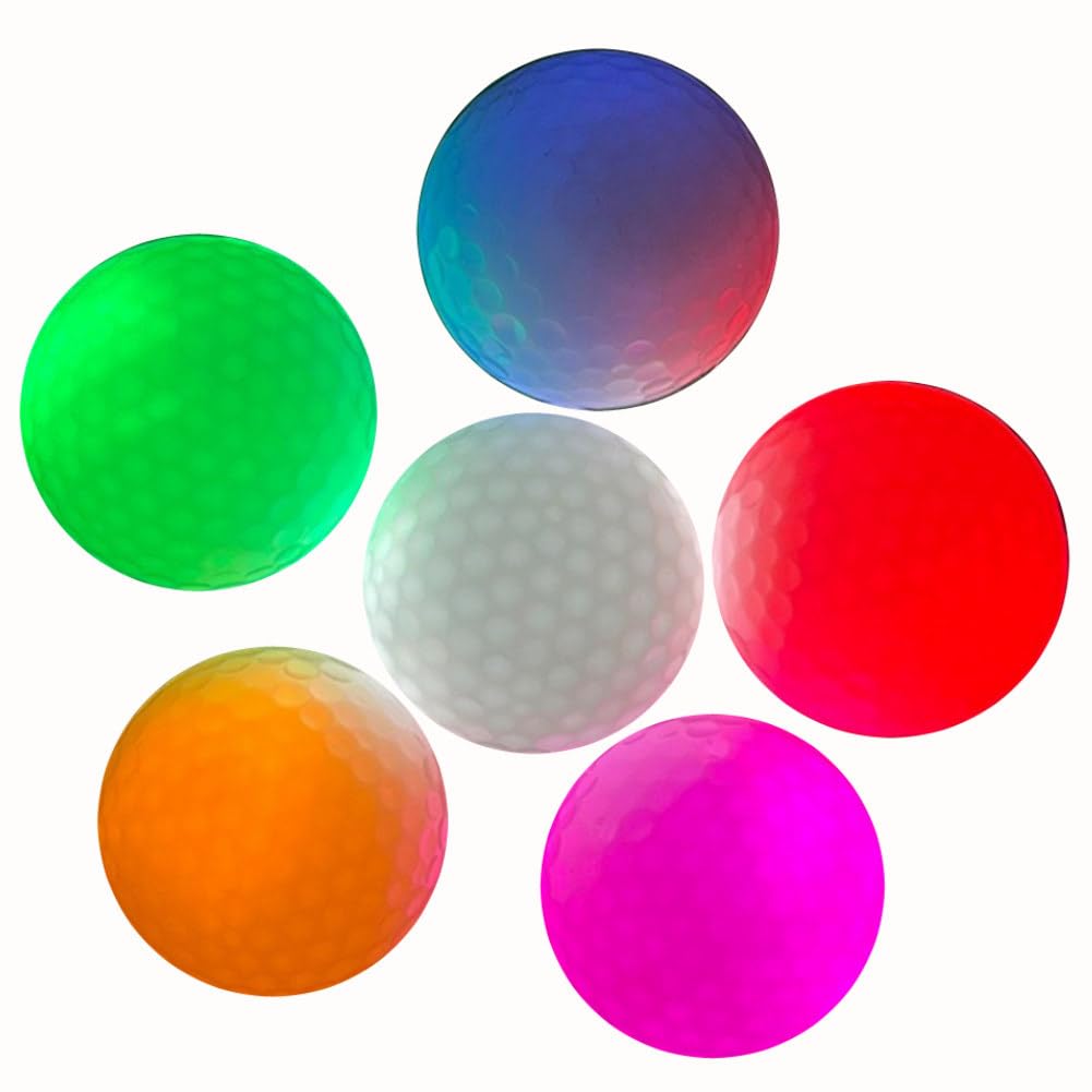 [sort] Golf Balls, Set of 6 or 12, Choose from 6 Colors, Illuminating LED Lights, Colorful, Outdoor Sports, Flash Balls, Night Golf (Red, Set of 6)