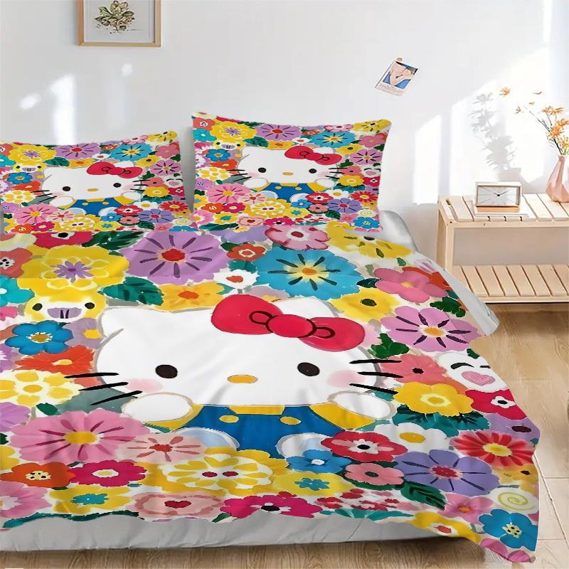 3pcs Hello Kitty Duvet Cover Set,  Includes 1 Duvet Cover and 1/2 Pillowcases (No Insert) yy251104242