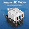 Цветное многопортовое зарядное устройство со светодиодом, 4 порта USB, 5 В 3 А, с вилкой EU/US/UK для путешествий