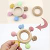 Food Grade Baby Silicone Teether Rudder Shape Wooden Ring Teething Toys BPA Free Infant Chewing Nursing Toy Newborn Gifts