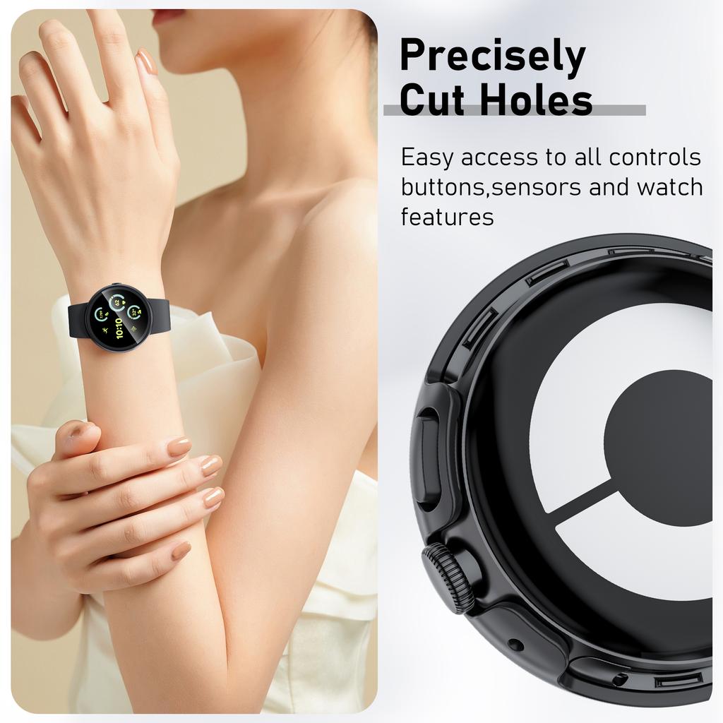 Tempered Glass+Case for Google Pixel Watch 3 45mm Accessorie Screen Protector PC Cover Frame for Google Pixel Watch 3 2 1 41mm