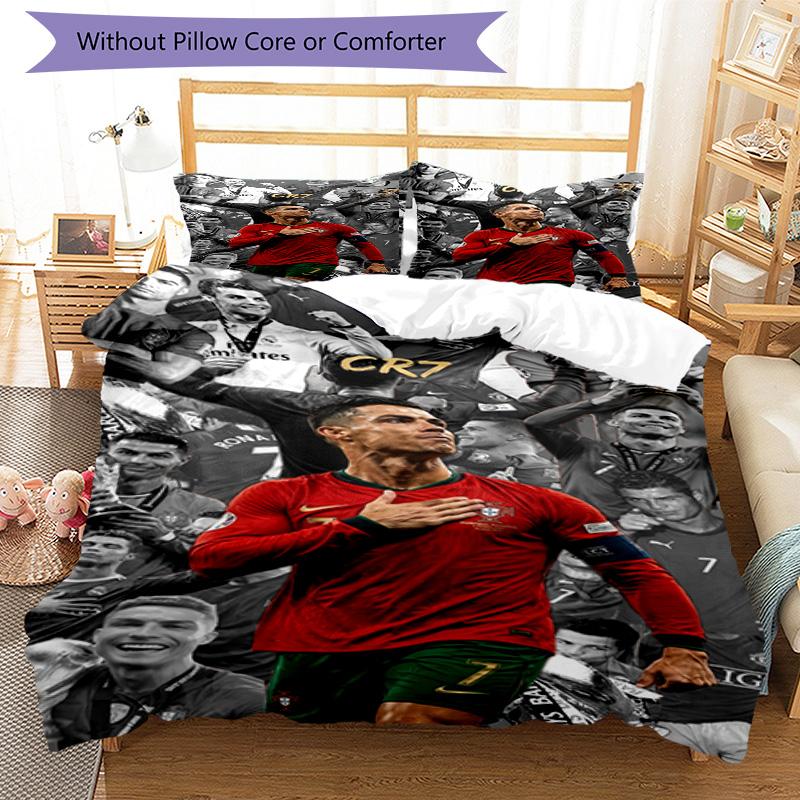 Ronaldo's Celebration Moment Bedding Set, Breathable Duvet Cover with Pillowcases, Soft Bed Linen for Bedroom Home Decoration, Perfect Festival Birthd