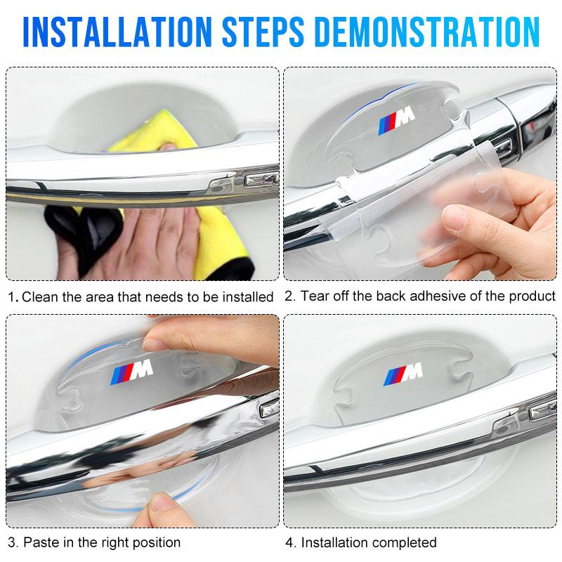 4PCS Transparent M LOGO Car Door Anti-collision Protector Bumper Strip Sticker For BMW X7 X3 X4 X5 X6 3 4 5 6 7 Series Z4 M M3 M5 M6 E38 E39 E46 E53
