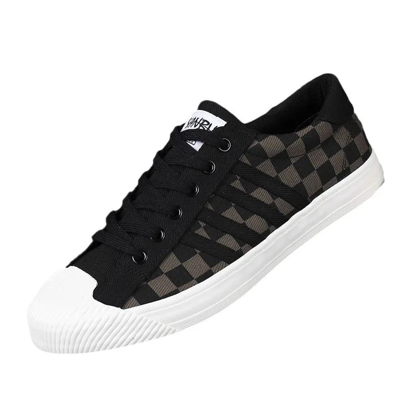Fashion 2024 New Men's Canvas Shoes Vulcanize Male Sneakers Fashion Lace-up Comfortable Solid Shoes Rubber Autumn Casual Flat Shoes