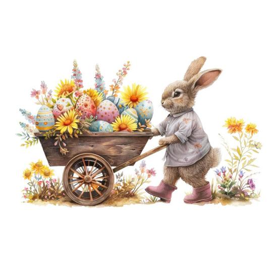 Пасхальная наклейка на окно Милый кролик Полевые цветы Яйца Бабочка Многоразовые двусторонние статические оконные наклейки для стеклянных дверей стен Детской комнаты Весна