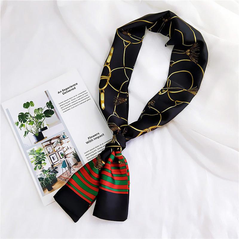 Маленький шарф женский длинный стиль весна и осень двухстороннее украшение универсальный зимний маленький шарф профессиональный шарф длинный шарф аксессуар