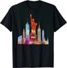 New York City Watercolour Statue of Liberty Unisex Women T-Shirt Streetwear Cotton Casual Daily Four Seasons Tees Oversized T Shirt