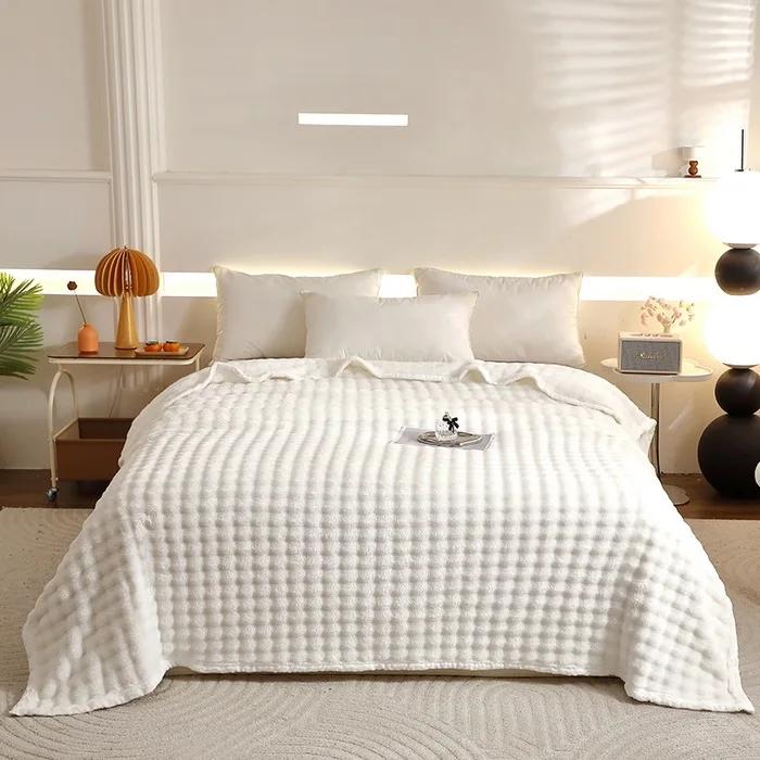 2025 новое одеяло-пузырь из молочного флиса с кроличьим мехом, двусторонние флисовые простыни, многофункциональное одеяло для офиса