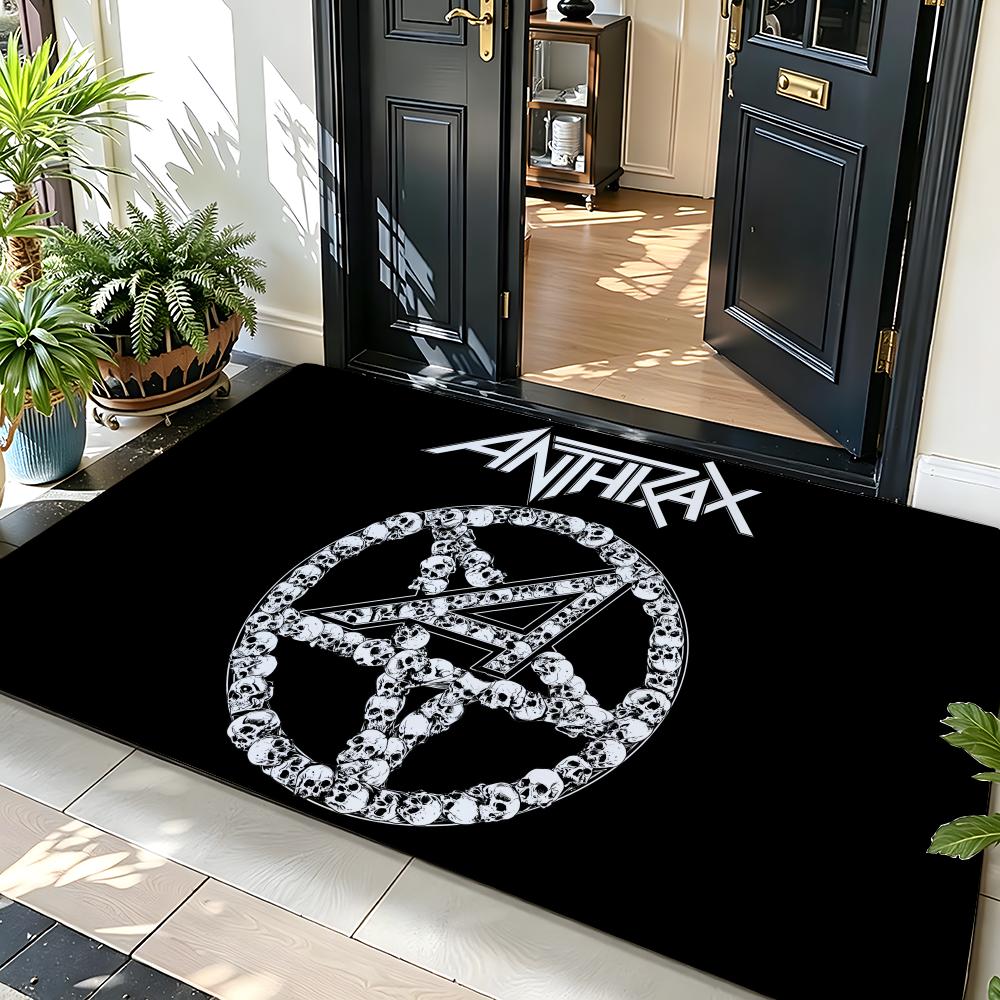 Music A-Anthrax Floor Mat Soft Flannel Entrance Door Mat Non Slip Absorbent Bathroom Bedroom Floor Rug