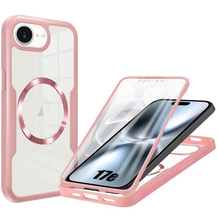 Coque Intégrale - BOOLING - pour iPhone 17e - Protection Hybride avec Cercle Magnétique - Rose