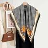 New stylish and simple 91 * 91 square scarf versatile premium bag head scarf thousand bird grid printing imitation cashmere scarf