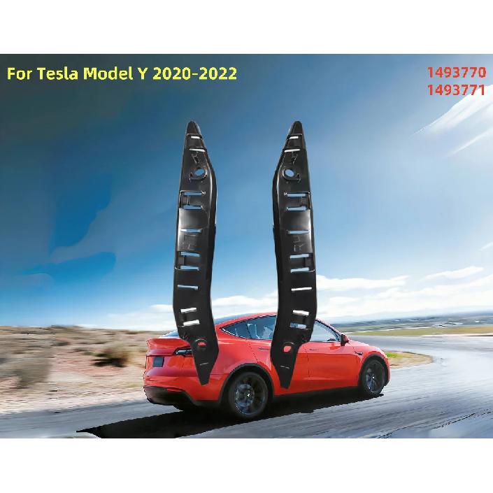 2pcs for Tesla Model Y 2020 2021 2022 Front Bumper Bar Bracket Left + Right ABS Black Mount Bracket Support Fit 1493770 1493771