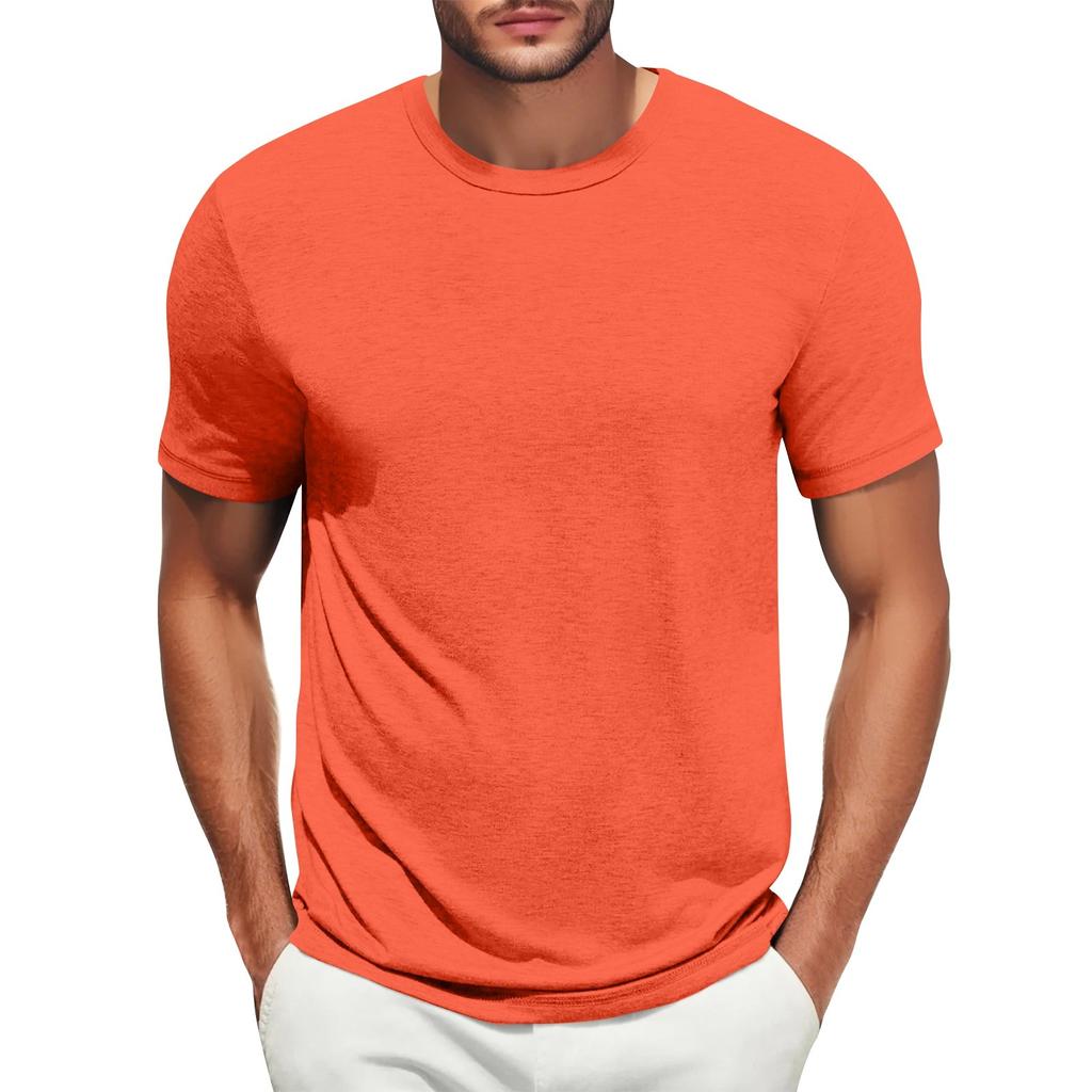 Men's Casual Fashion Comfort Solid Color Round Neck Pullover Sweatshirt Tops