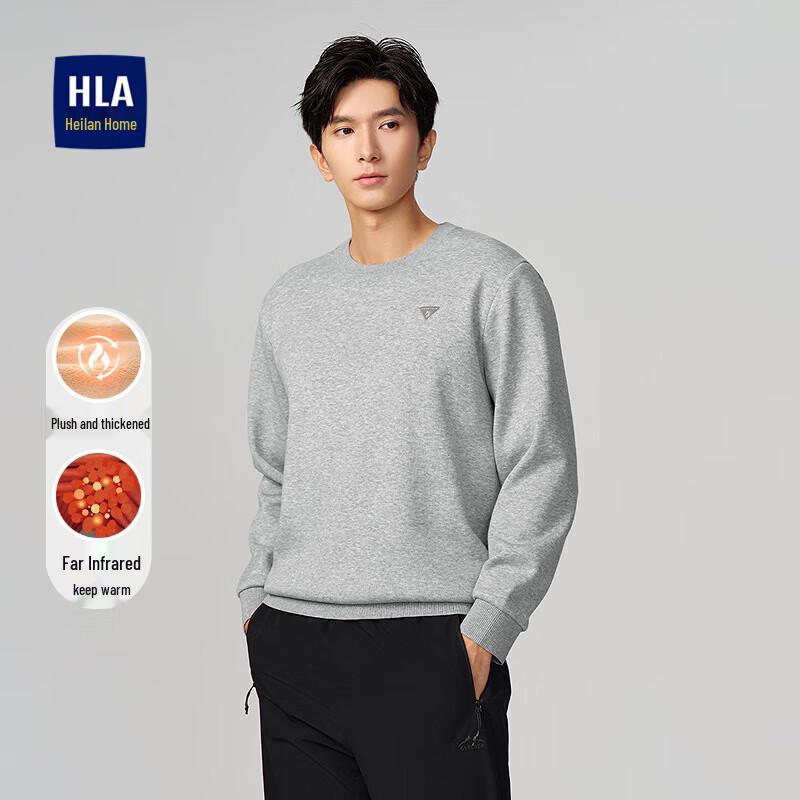 HLA Men's Fleece-Lined Warm Round Neck Knit Sweater