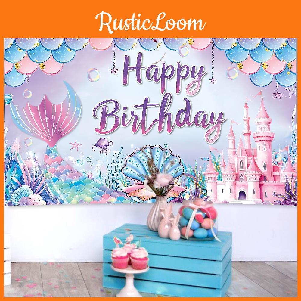 Themed Mermaid Print Design Birthday Decoration Background Cloth For Party Kids