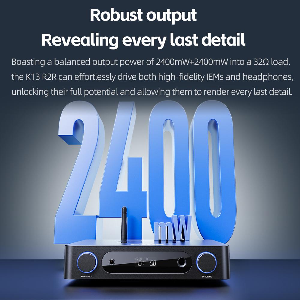 FiiO K13 R2R/K13 Desktop DAC & Headphone Amp, Powerful 2400mW Output, LDAC Bluetooth Streaming,