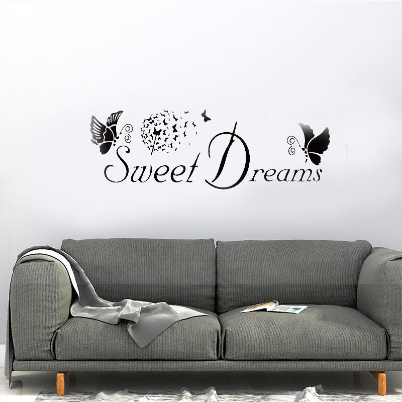 Dreams Love Removable Wall Stickers Sweet Quote Bedroom Decals DIY Butterfly