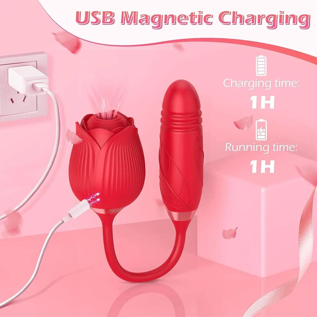 3in1 Thrusting Anal Vibrator Female Rose Sucking Clitoris Stimulator Dildo Licking Vagin Massager Masturbator Sex Toys for Women