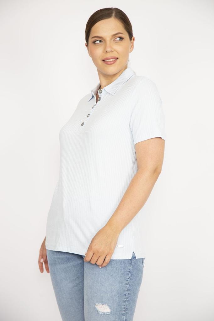 Женская блузка большого размера, желтая блузка больших размеров с воротником-поло и пуговицами спереди, тканевая блузка с короткими рукавами, большие размеры