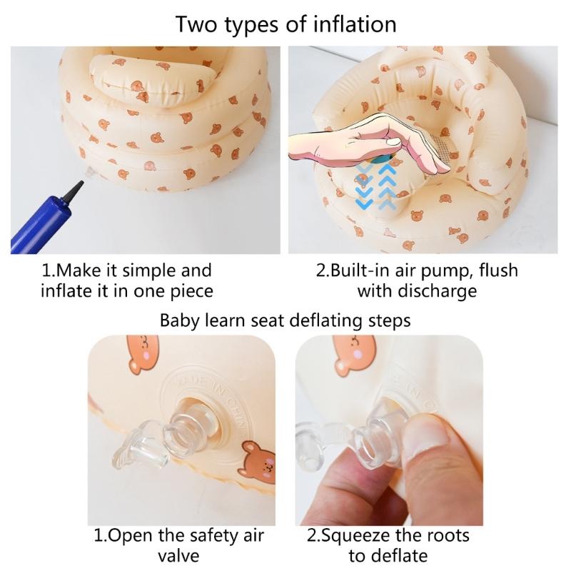 Детское кресло для обучения плаванию, надувное и складное, детский табурет для купания, с мультяшным рисунком медведя, детское кресло для игр в бассейне