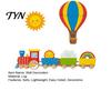 Non Damaging Wall Decor 4Pcs Cartoon Train Hot Air Balloon 3D Wooden Decor, Colorful Kids Lightweight Wood Signs Room Hanging, Nursery Educational