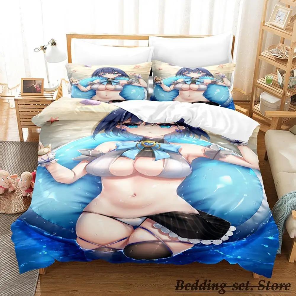 Ouro Kronii Bedding Set Single Twin Full Queen King Size Bed Set Adult Kid Bedroom Duvetcover Sets Anime Parure De Lit Bed