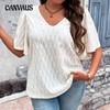 Summer Women's T-shirt Solid Color V-neck Loose Thin Plus Size Tops