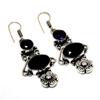 Ювелирные серьги 925 пробы с черной шпинелью и аметистом, покрытые серебром, 2,08 дюйма