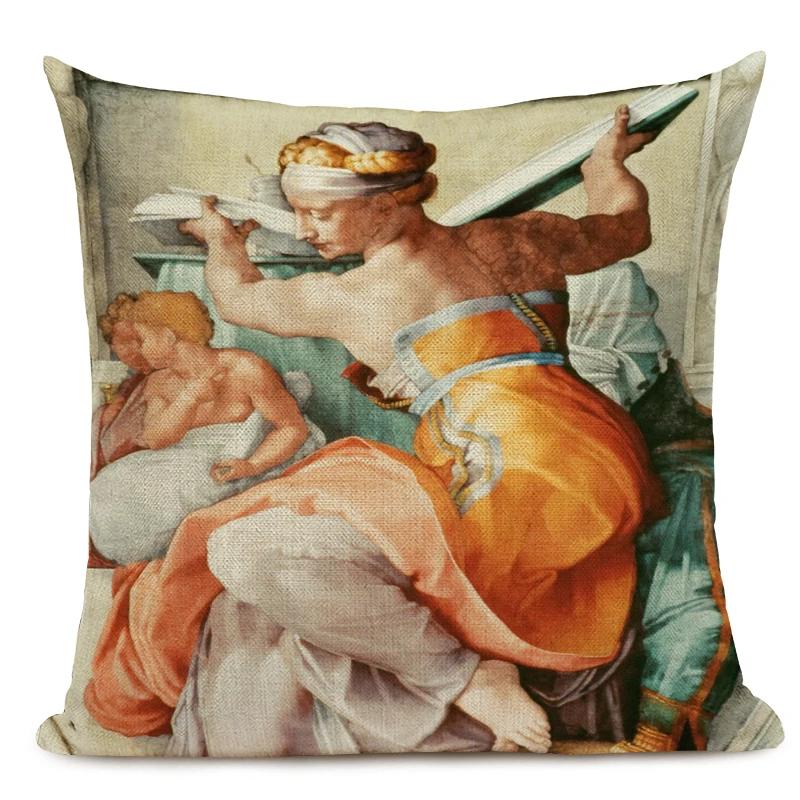 Знаменитая картина маслом Микеланджело, наволочка для подушки, итальянская настенная наволочка, чехол для диванной подушки