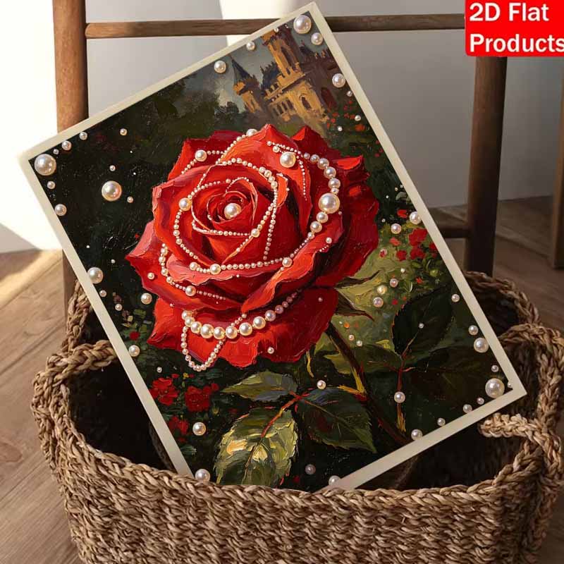 Pearl painting kit red rose flower castle DIY home decoration painting
