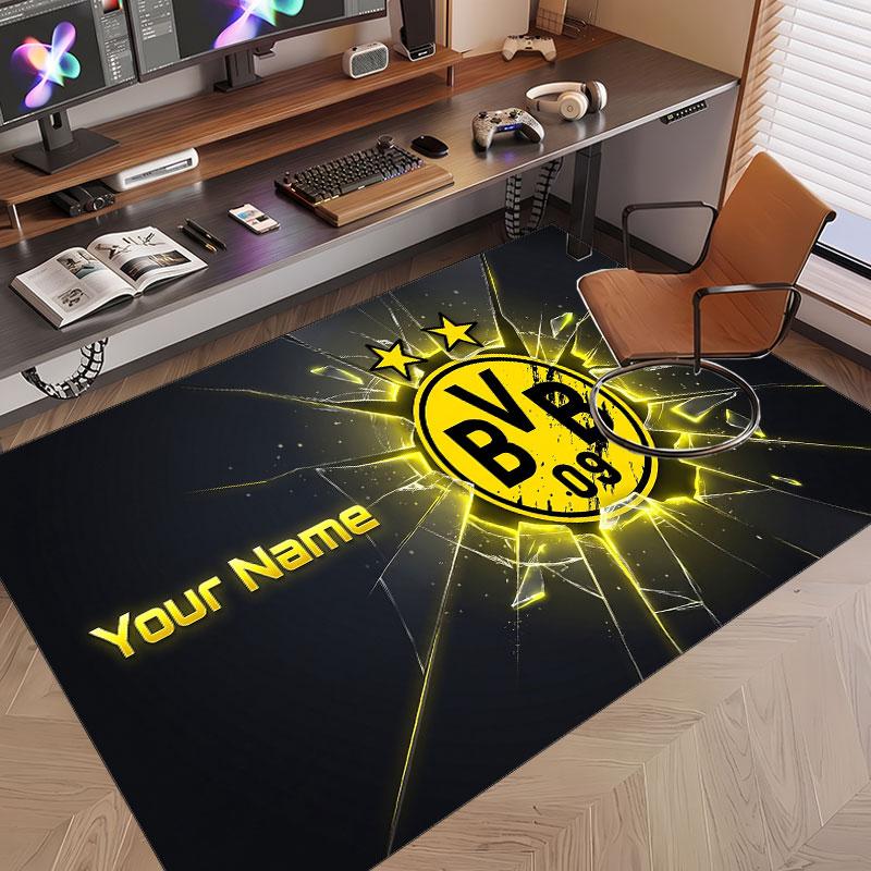 Custom Rug Borussia Dortmund Pattern Print Name Text Soft Non‑Slip Floor Carpet for Home Indoor Decoration
