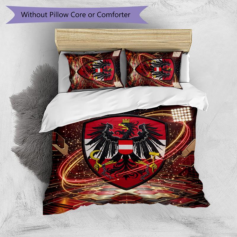 Austria Football Printed Bedding 3 Piece Set Cozy Breathable Bed Cover Set as Housewarming Holiday Gift