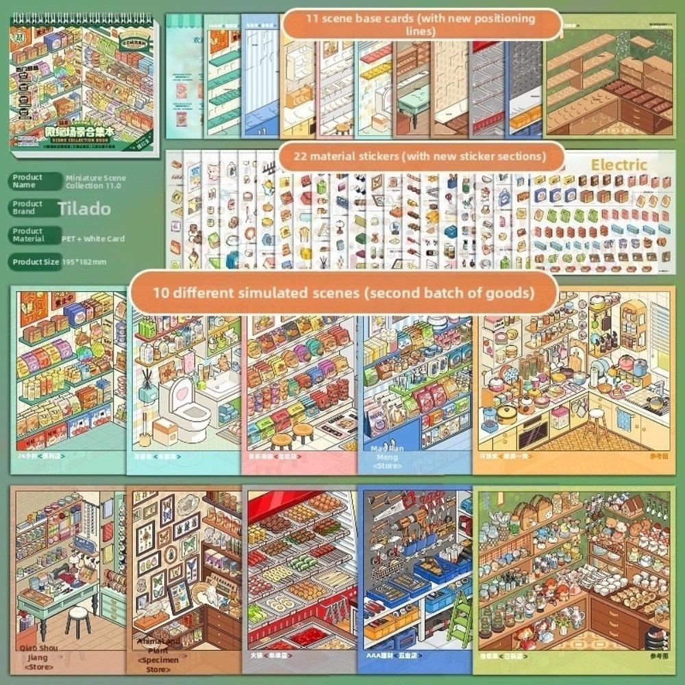 Store Series Mini Scenery Stickers 10 Scenes 33 Sheets 3D Stacking Sticker  Holiday Gifts
