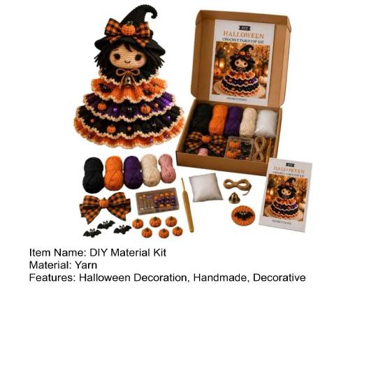 Crochet Yarn Pack with Hook Filling Christmas DIY Quilted Fabric Tree Craft Kit, 3D Padded Patchwork Sewing Set Autumn Festival Decorative Projects