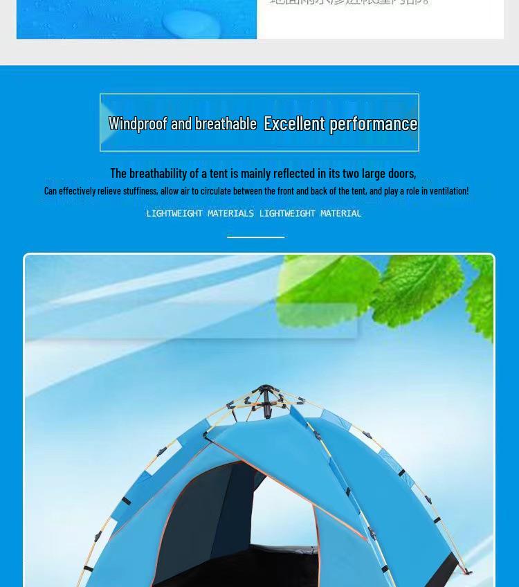 Двухслойная автоматическая палатка для кемпинга на 3-4 человека с полным набором снаряжения для активного отдыха