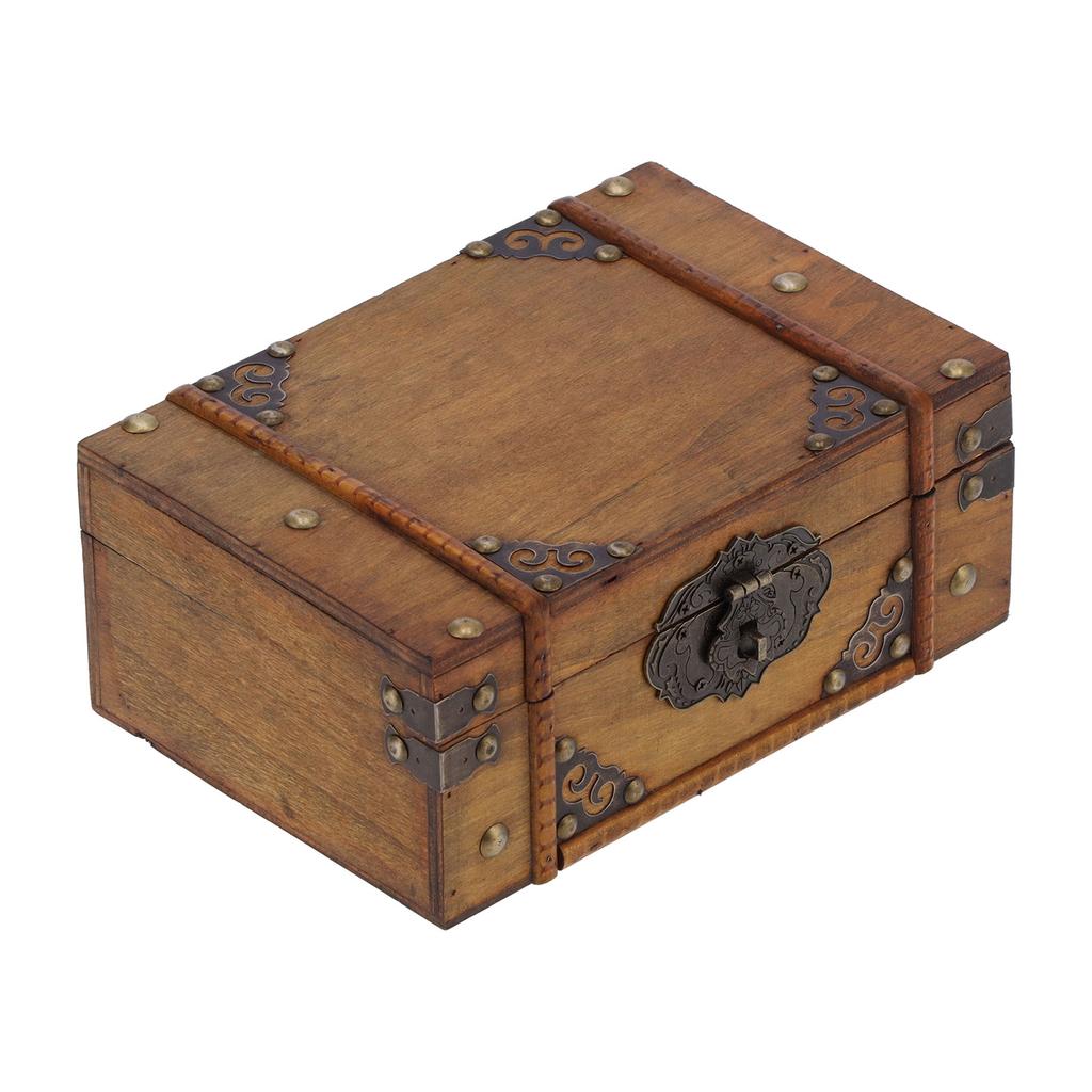 Wooden Box Antique Jewelry Storage Box Case Scene Props Dressing Table Home Decoration